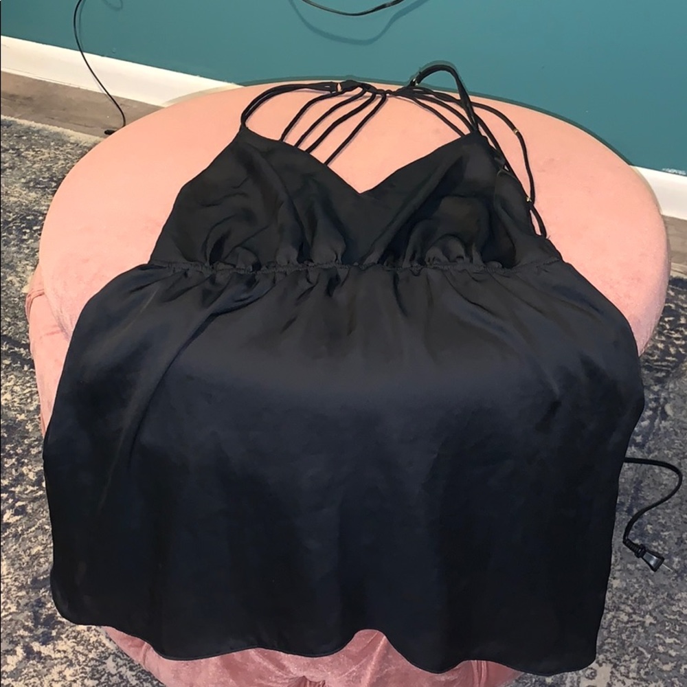 Victorias Secret Black silky baby doll open back